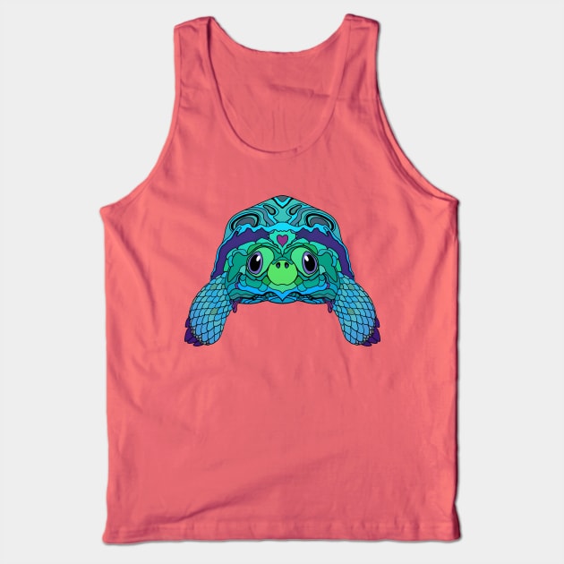 Happy Tortoise in Teal Tank Top by Persnickety Dirigible